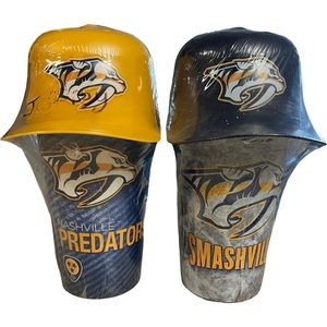 2 LARGE NASHVILLE PREDATORS LET'S GO CAP CUPS HOME+AWAY SEALED NHL HOCKEY